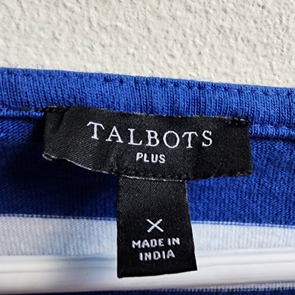 Talbots Blue/White Striped Square Neck Shirt Size X - Picture 9 of 15